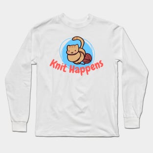 Knit Happens Silly Cat Long Sleeve T-Shirt